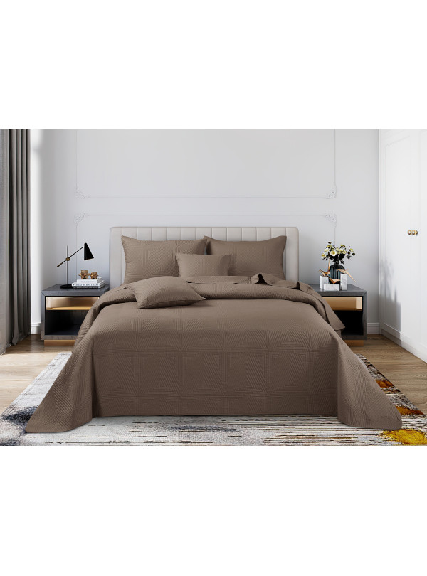 NARZUTA NA ŁÓZKO 200x220 PIKOWANA TRIO JASNY BRĄZ