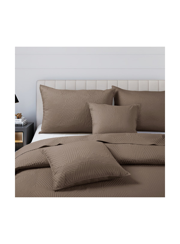 NARZUTA NA ŁÓZKO 200x220 PIKOWANA TRIO JASNY BRĄZ