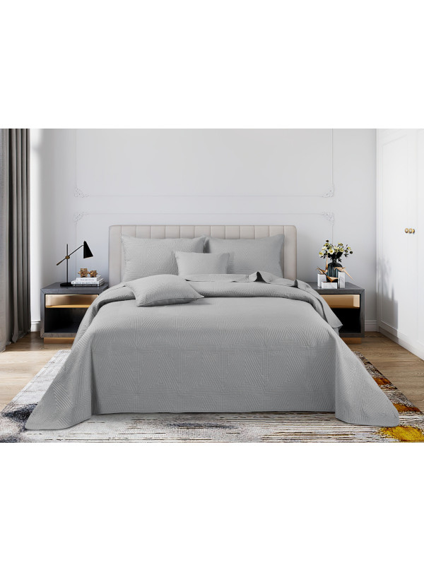 NARZUTA NA ŁÓZKO 200x220 PIKOWANA TRIO SZARA