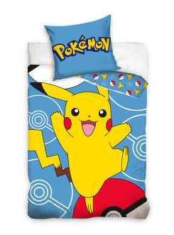 POŚCIEL BAWEŁNIANA 160x200 POKEMON PIKACHU POKEBALL