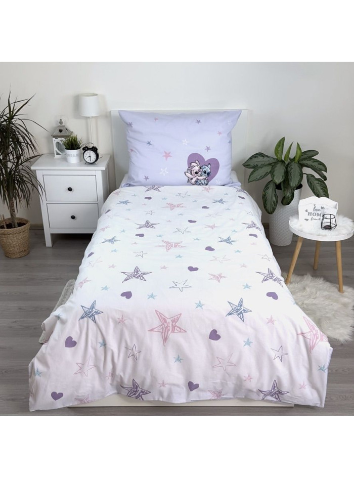 KOMPLET POŚCIELI MŁODZIEŻOWEJ 140x200 LILO I STITCH DISNEY FIOLETOWY LS-02