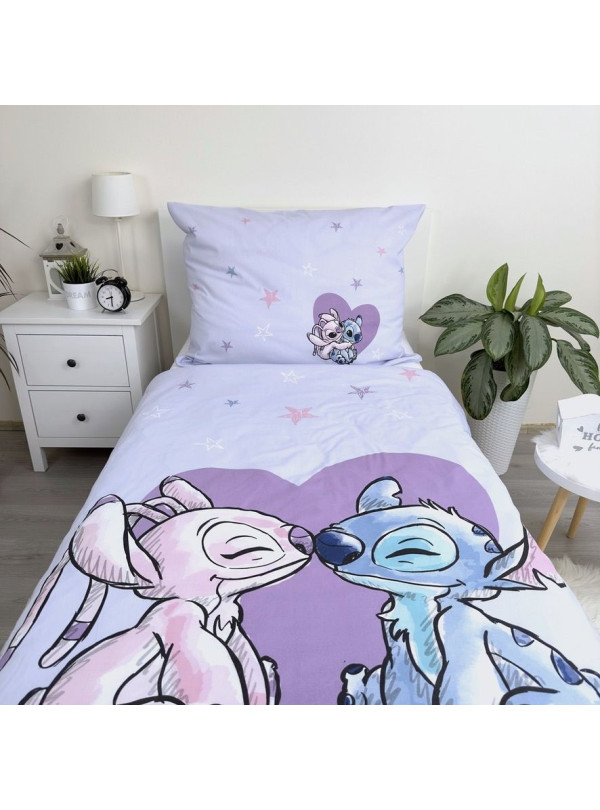 KOMPLET POŚCIELI MŁODZIEŻOWEJ 140x200 LILO I STITCH DISNEY FIOLETOWY LS-02
