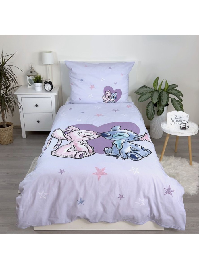 KOMPLET POŚCIELI MŁODZIEŻOWEJ 140x200 LILO I STITCH DISNEY FIOLETOWY LS-02