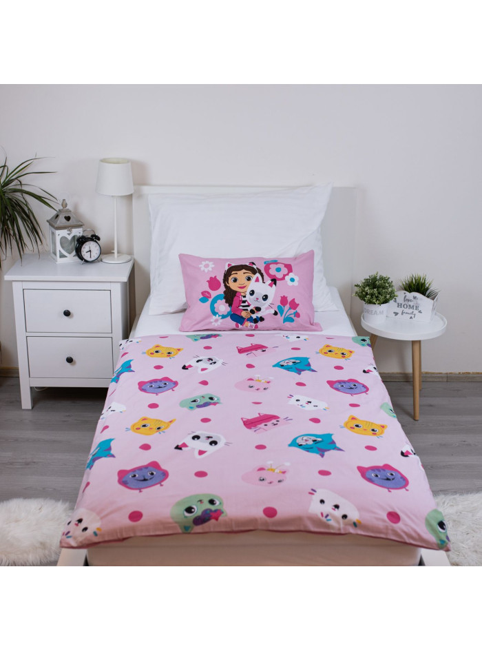 POŚCIEL DO ŁÓŻECZKA 100x135 KOCI DOMEK GABI RÓŻOWA HEY GABBY