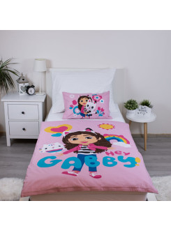 POŚCIEL DO ŁÓŻECZKA 100x135 KOCI DOMEK GABI RÓŻOWA HEY GABBY 2
