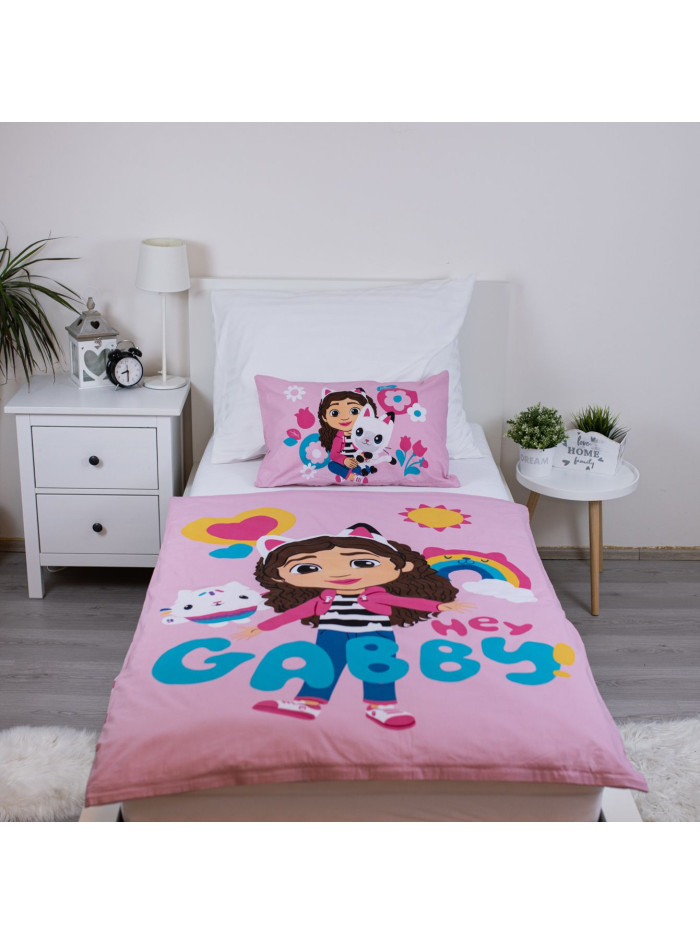 POŚCIEL DO ŁÓŻECZKA 100x135 KOCI DOMEK GABI RÓŻOWA HEY GABBY