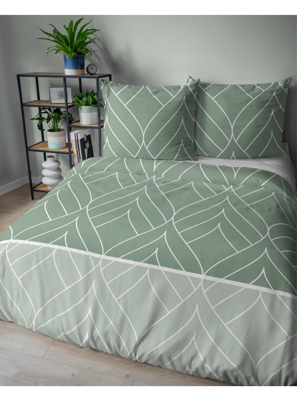 POŚCIEL FLANELOWA GEOMETRYCZNA 200x220 ZIELONA BAWEŁNIANA 4947_A