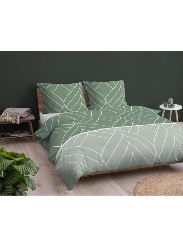 POŚCIEL FLANELOWA GEOMETRYCZNA 200x220 ZIELONA BAWEŁNIANA 4947_A