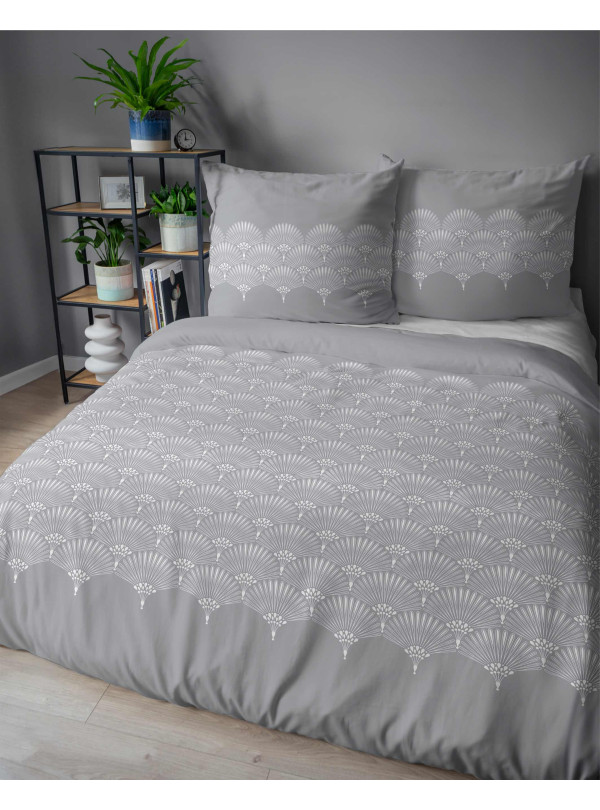 POŚCIEL FLANELOWA 160x200 SZARA BAWEŁNIANA 4951_B