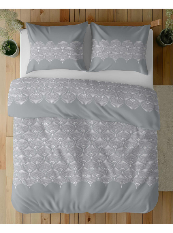 POŚCIEL FLANELOWA 160x200 SZARA BAWEŁNIANA 4951_B