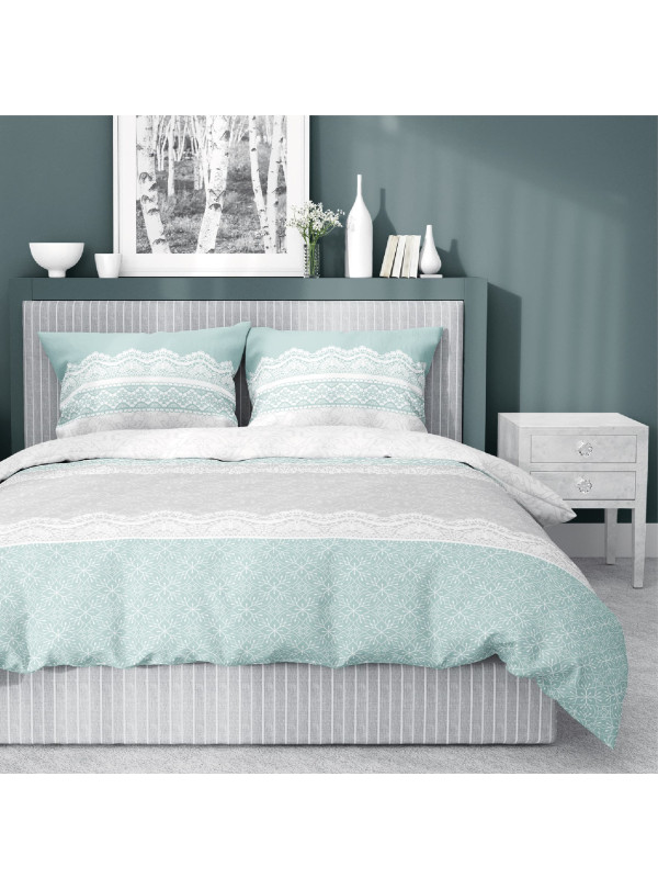 POŚCIEL BAWEŁNIANA 180x200 SZARO MIĘTOWA 3834_B