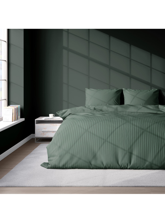 KOMPLET POŚCIELI 180x200 ADAMASZEK OLIWKOWA HOTELOWA PREMIUM