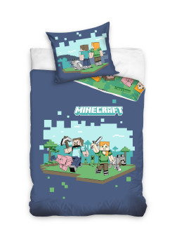 POŚCIEL MINECRAFT BAWEŁNIANA 160x200 NIEBIESKA ALEX STEVE