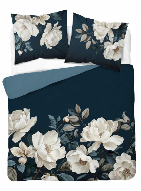 POŚCIEL 160x200 BAWEŁNIANA ZIELONA W BIAŁE KWIATY 5119_A