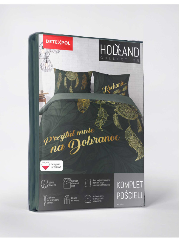 POŚCIEL 160x200 BAWEŁNIANA ZIELONA ŁAPACZ SNÓW 5123_A