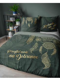 POŚCIEL 200x220 BAWEŁNIANA ZIELONA ŁAPACZ SNÓW 5123_A 2