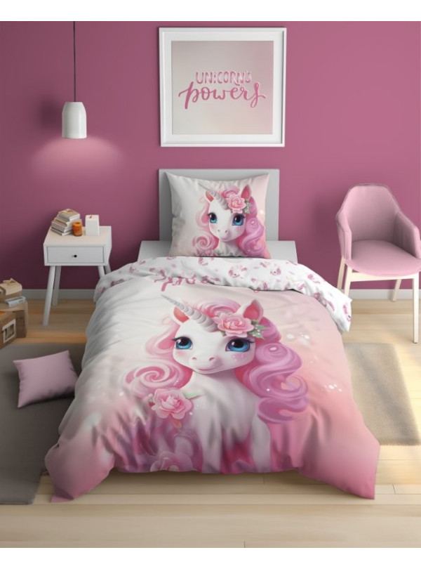 POŚCIEL 140x200 ŚWIECĄCA W CIEMNOŚCI JEDNOROŻEC 5418_A