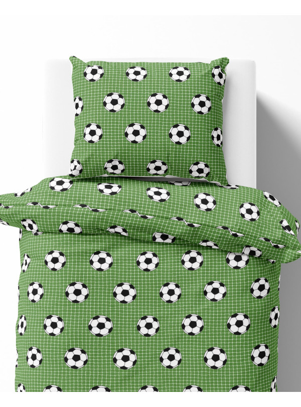 POŚCIEL MŁODZIEŻOWA 140x200 ZIELONA PIŁKA NOŻNA 5452_A
