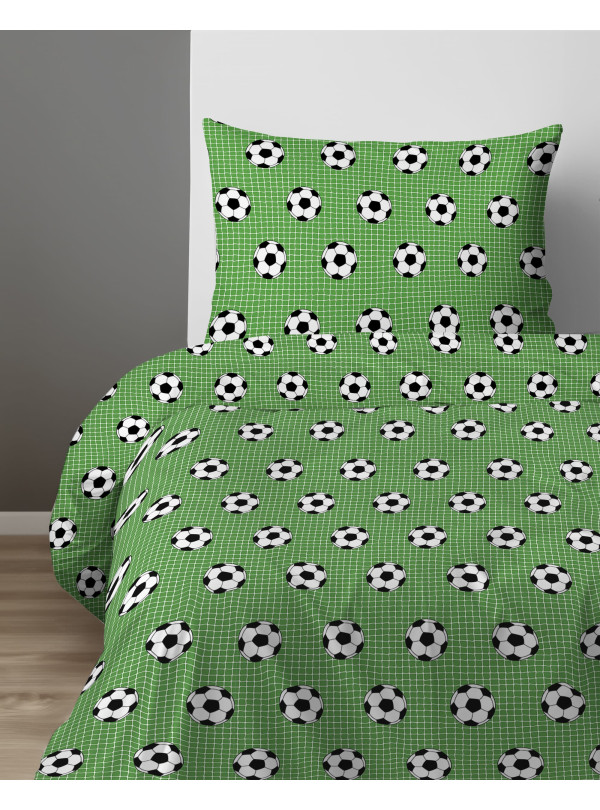 POŚCIEL MŁODZIEŻOWA 140x200 ZIELONA PIŁKA NOŻNA 5452_A