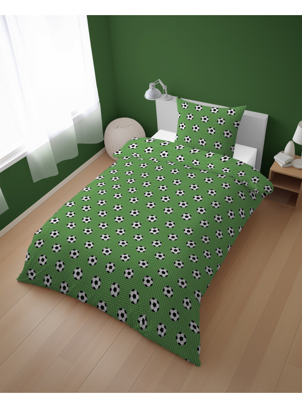 POŚCIEL MŁODZIEŻOWA 160x200 ZIELONA PIŁKA NOŻNA 5452_A