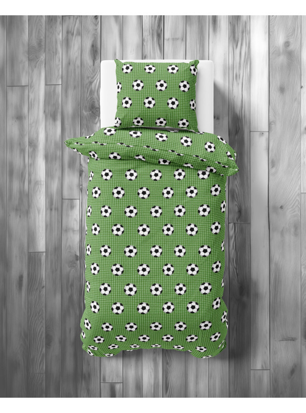 POŚCIEL MŁODZIEŻOWA 160x200 ZIELONA PIŁKA NOŻNA 5452_A