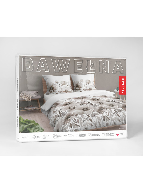 POŚCIEL BAWEŁNIANA 160x200 BIAŁA W KWIATY 5249_A