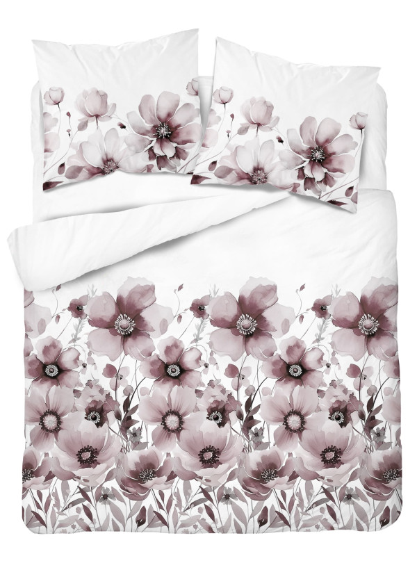 POŚCIEL BAWEŁNIANA 160x200 BIAŁA W KWIATY 5249_B
