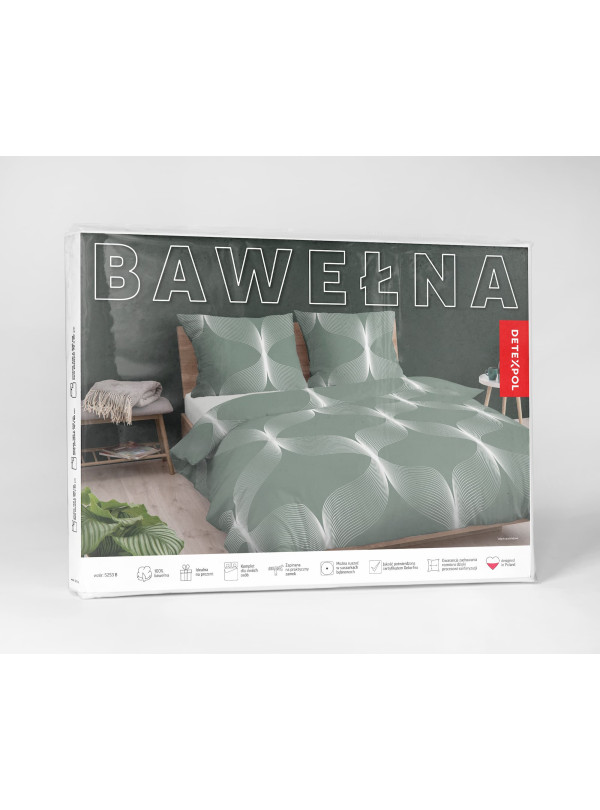 POŚCIEL BAWEŁNIANA 160x200 ZIELONA GEOMETRYCZNA 5253_B