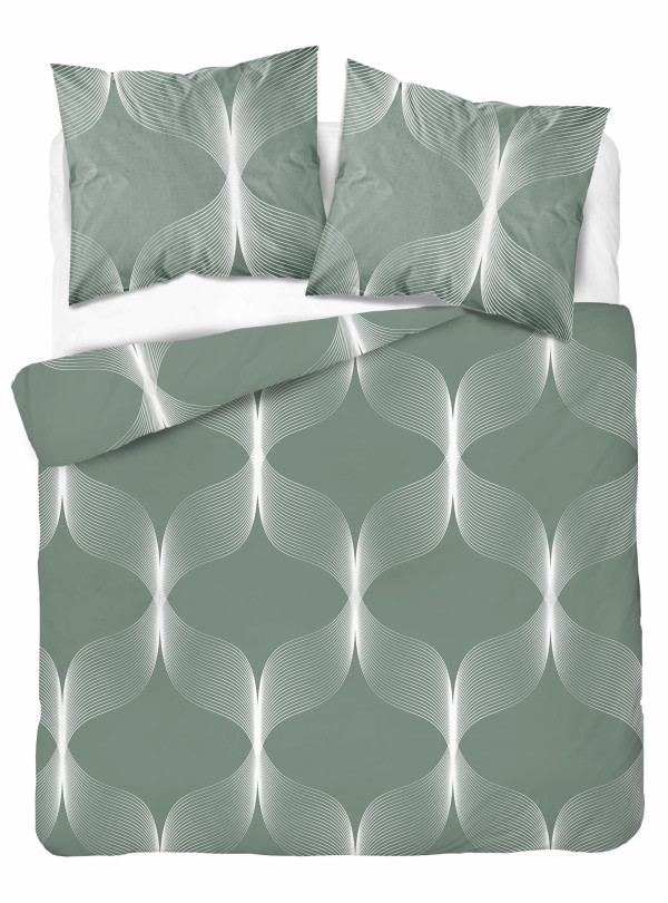 POŚCIEL BAWEŁNIANA 160x200 ZIELONA GEOMETRYCZNA 5253_B