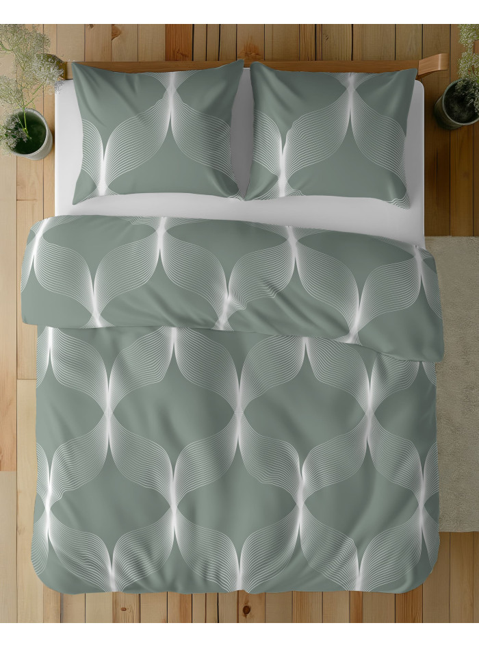 POŚCIEL BAWEŁNIANA 160x200 ZIELONA GEOMETRYCZNA 5253_B