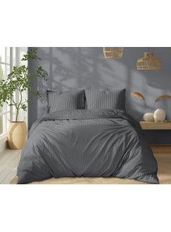 KOMPLET POŚCIELI 180x200 ADAMASZEK CIEMNOSZARA HOTELOWA PREMIUM 2