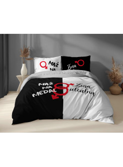 POŚCIEL 200x220 BAWEŁNIANA MĄŻ NA MEDAL ŻONA IDEALNA 5121_A