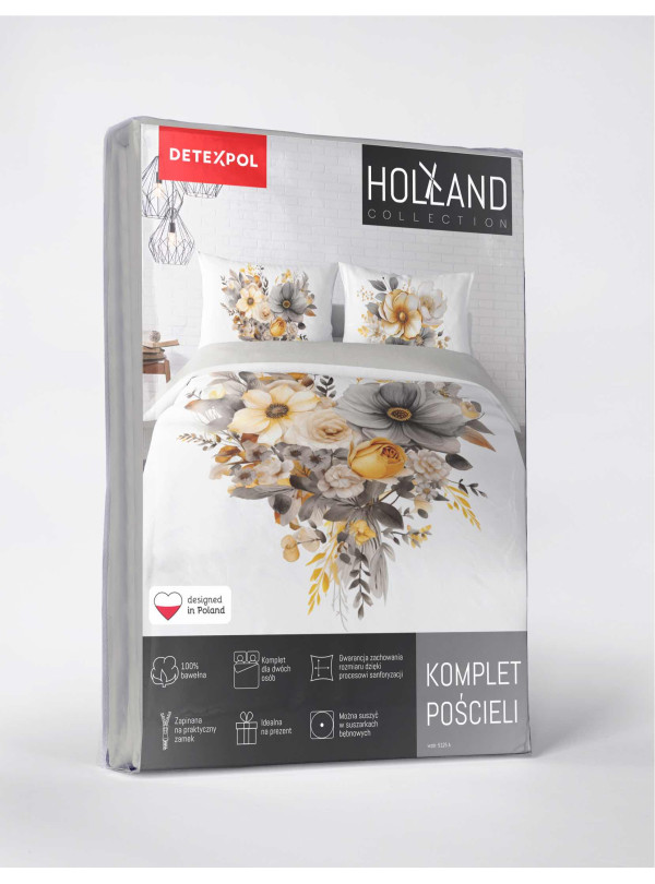 POŚCIEL 160x200 BAWEŁNIANA SERCE Z KWIATÓW BIAŁA 5125_A