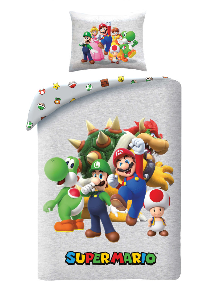 POŚCIEL 140x200 SUPER MARIO BROS LUIGI NIEBIESKA
