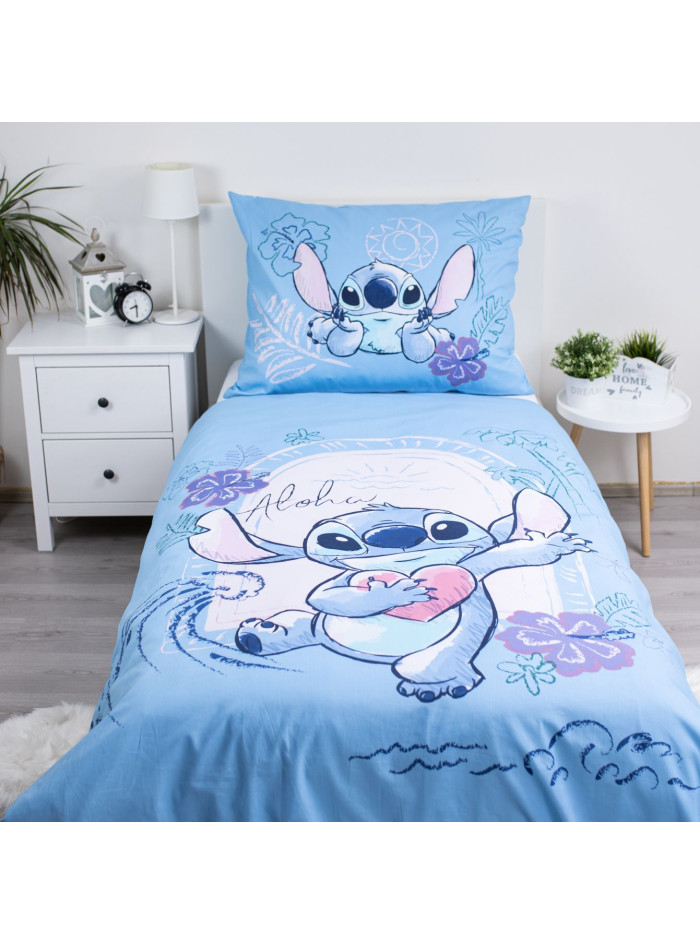 KOMPLET POŚCIELI 140x200 LILO I STITCH DISNEY NIEBIESKA ALOHA