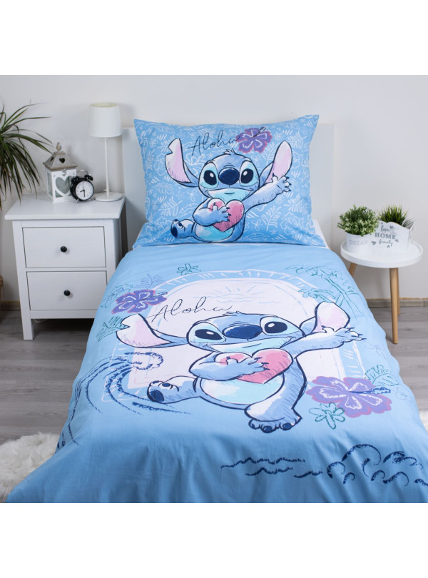 KOMPLET POŚCIELI 140x200 LILO I STITCH DISNEY NIEBIESKA ALOHA
