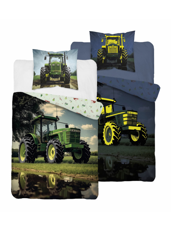 POŚCIEL 140x200 ŚWIECĄCA W CIEMNOŚCI ZIELONY TRAKTOR 5409_A