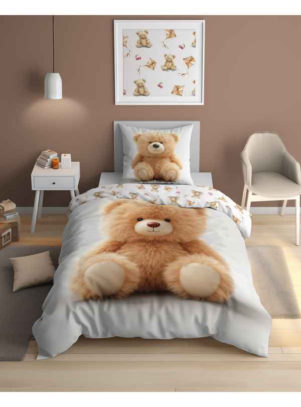 POŚCIEL 160x200 ŚWIECĄCA W CIEMNOŚCI MIŚ PLUSZAK 5416_A