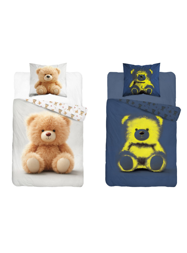 POŚCIEL 160x200 ŚWIECĄCA W CIEMNOŚCI MIŚ PLUSZAK 5416_A