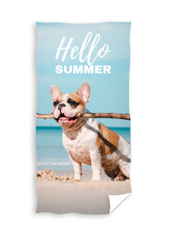 RĘCZNIK 70x140 KĄPIELOWY PLAŻOWY BAWEŁNIANY PIES HELLO SUMMER
