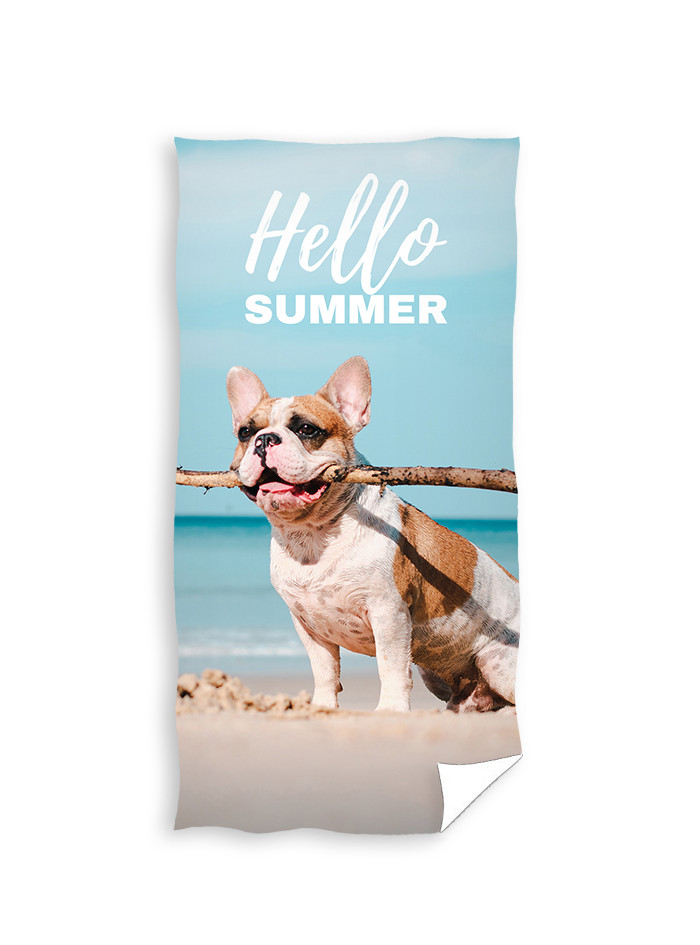 RĘCZNIK 70x140 KĄPIELOWY PLAŻOWY BAWEŁNIANY PIES HELLO SUMMER