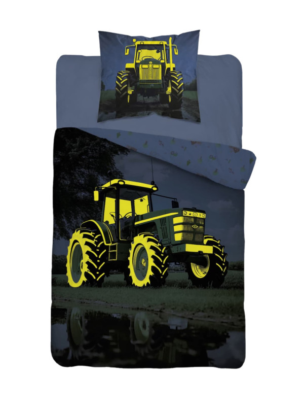 POŚCIEL 140x200 ŚWIECĄCA W CIEMNOŚCI ZIELONY TRAKTOR 5409_A