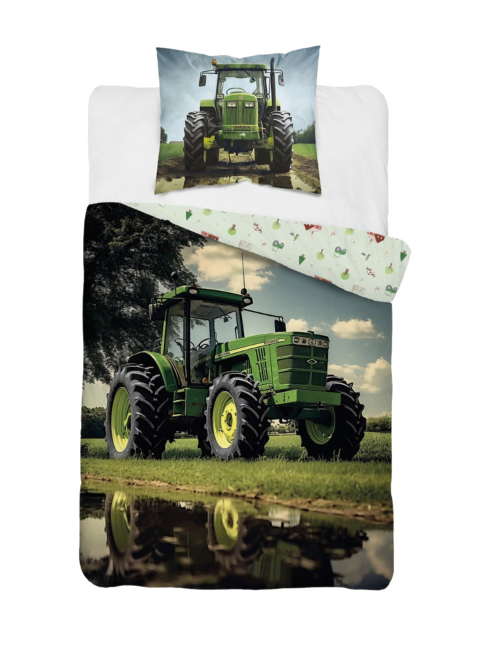 POŚCIEL 140x200 ŚWIECĄCA W CIEMNOŚCI ZIELONY TRAKTOR 5409_A