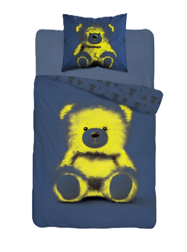 POŚCIEL 140x200 ŚWIECĄCA W CIEMNOŚCI MIŚ PLUSZAK 5416_A