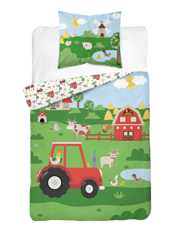 POŚCIEL 160x200 ŚWIECĄCA W CIEMNOŚCI FARMA TRAKTOR 5417_A