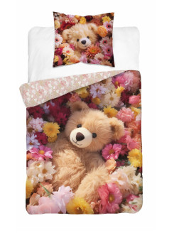 POŚCIEL 140x200 ŚWIECĄCA W CIEMNOŚCI MIŚ W KWIATACH 5415_A