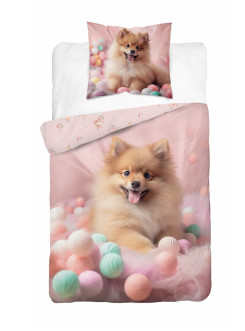 POŚCIEL 140x200 ŚWIECĄCA W CIEMNOŚCI PIES W PIŁECZKACH 5411_A