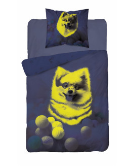 POŚCIEL 140x200 ŚWIECĄCA W CIEMNOŚCI PIES W PIŁECZKACH 5411_A 2