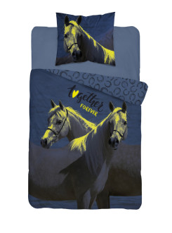 POŚCIEL 160x200 ŚWIECĄCA W CIEMNOŚCI PIĘKNE KONIE 2