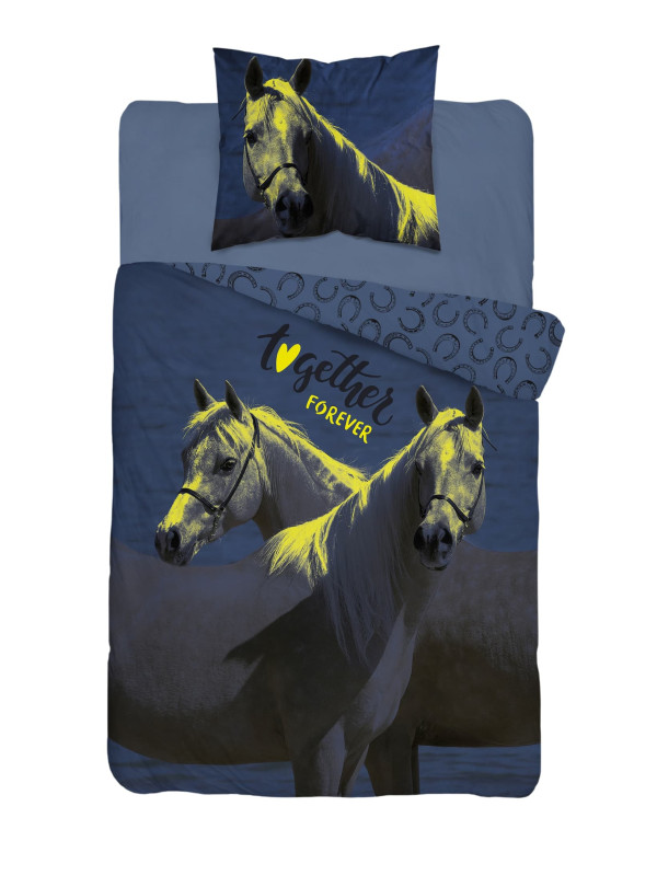 POŚCIEL 160x200 ŚWIECĄCA W CIEMNOŚCI PIĘKNE KONIE